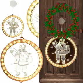 Led Ólomüveg Karácsonyi Lámpák 3D Akkumulátoros Ablakdísz