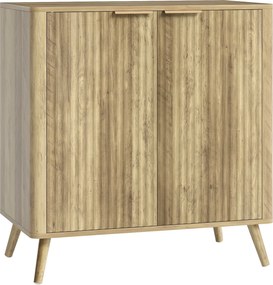 HOMCOM Modern Stílusú Rácsozott Buffet Szekrény Tároló Oldalszekrény 2 Ajtós Szekrénnyel és Állítható Polccal - Étkező és Nappali Buffet, 77 x 40 x 81