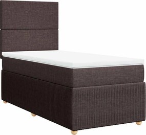 vidaXL sötétbarna szövet rugós ágy matraccal 90 x 190 cm