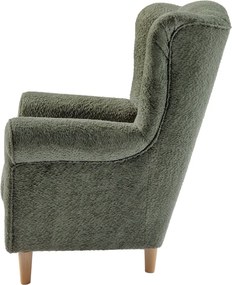 Füles fotel, zöld szövet Coral, CHARLOT