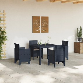 5 darabos kerti étkezőkészlet párnákkal Antracit Poly Rattan