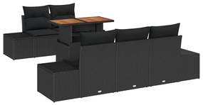 vidaXL Kert étkező szett párnával 6 pcs Fekete és Barna