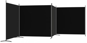4 paneles fekete szövet térelválasztó 698x180 cm