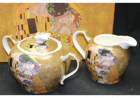 Klimt porcelán cukortartó és tejkiöntő szett A Csók