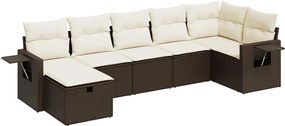 vidaXL 7 részes barna polyrattan kerti ülőgarnitúra párnákkal