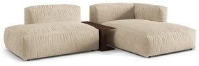 Bézs bársony moduláris sarokkanapé (jobb oldali-heverő résszel) Martina – Micadoni