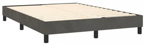 sötétszürke bársony rugós és LED-es ágy matraccal 140x190 cm