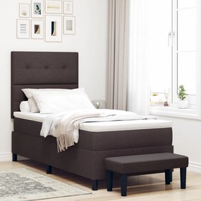 Box Spring Ágy Matraccal és Padlóval Sötétbarna 80x200 cm Szövet