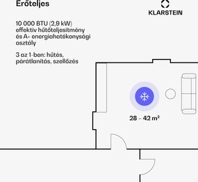 Klarstein Metrobreeze Rom mobil klíma, 10000 BTU, A+ osztály, távirányító, fehér
