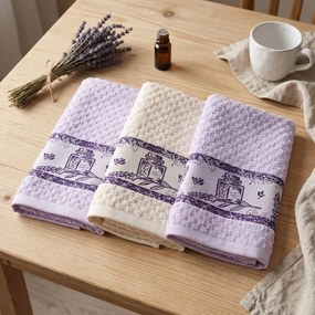 Lavender frottír konyharuha szett 3 db