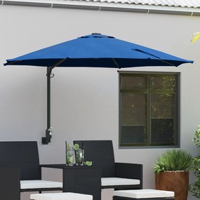 Falra szerelhető kerti napernyő LED-del Azúrkék 248 cm