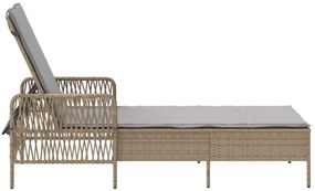Napozóágy Bézs és világosszürke PE rattan 157 x 55 x 92 cm