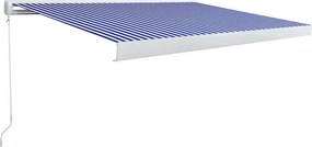 vidaXL kék és fehér manuális, kazettás napellenző 400 x 300 cm