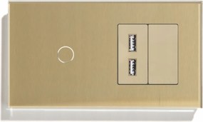 Üveg Érintőkapcsoló És Töltő Aljzat 2x Usb 2.4A