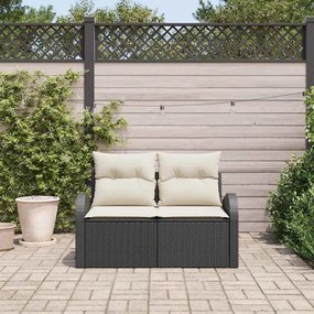 Kerti kanapé párnával Fekete 124 x 62 x 69 cm polirattan