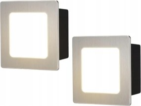 Letlit 2 db-os Led lépcsőlámpa szett 3W 300lm 3000K IP65 nikkel 85x85mm