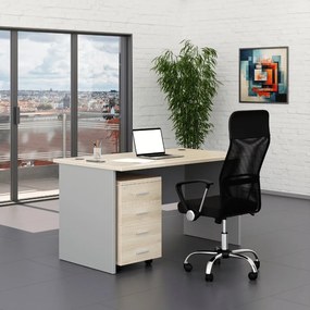 Irodabútor garnitúra SimpleOffice 1, 140 cm, világos tölgy / szürke