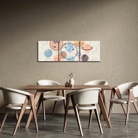 Kép - Bolygók nevekkel (órával) (90x30 cm)