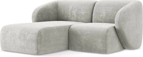 Világosszürke zsenília sarokkanapé (bal oldali-heverő résszel) Lani – Makamii