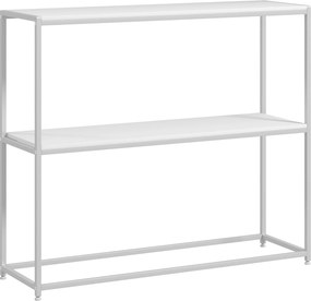 HOMCOM Előtéri Konzol Asztal Nyitott Polccal és Anti-Tip Acél Váz 100x30x87 cm Fehér | Aosom