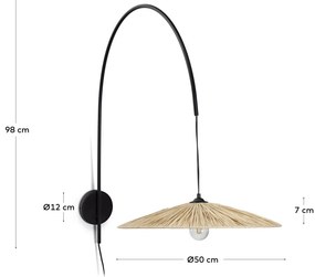 Fekete-natúr színű fali lámpa Rosella – Kave Home