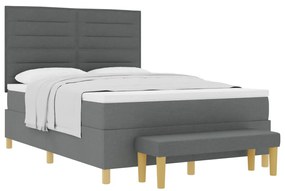 Boxspring ágy matraccal és paddal Sötétszürke 140x200 cm Szövet