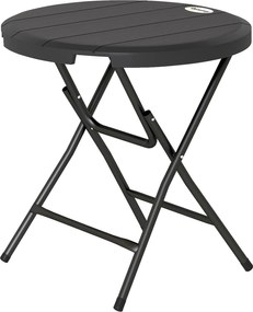 Outsunny Összecsukható Kerti Asztal Műanyag Ø80 cm Időjárásálló Összecsukható Asztal, Csúszásmentes Büféasztal Kemping Asztal 4 Főnek Erkélyasztal Ter