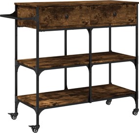 vidaXL füstös tölgy színű szerelt fa zsúrkocsi 105 x 42 x 95 cm