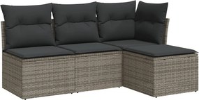 vidaXL 4 részes szürke polyrattan kerti ülőgarnitúra párnákkal