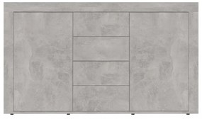 betonszürke szerelt fa tálalószekrény 120 x 36 x 69 cm