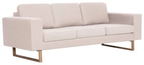 vidaXL 3-személyes krémszínű szövetkanapé