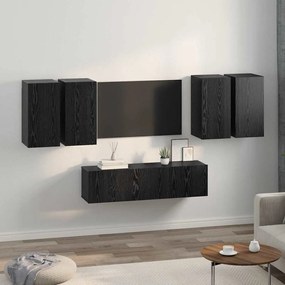 TV szekrény garnitúra 6 pcs Musta tammi 60 x 30 x 30 cm Faanyag