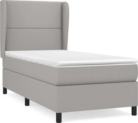 vidaXL világosszürke szövet rugós ágy matraccal 90 x 200 cm