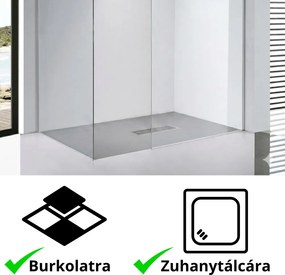 Stuxi Milano Easy Kombi Plus 2 Walk-in zuhanyfal, 80x110 cm, 8 mm vastag vízlepergető biztonsági üveggel, helytakarékos stabilizátorral, 2 polccal