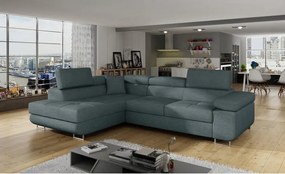 Kék kinyitható-tárolóhelyes sarokkanapé (bal oldali-L alakú) Anton – ELTAP