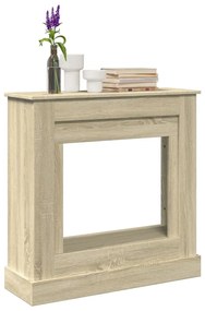 sonoma tölgy színű szerelt fa kandallóburkolat 90 x 30 x 90 cm