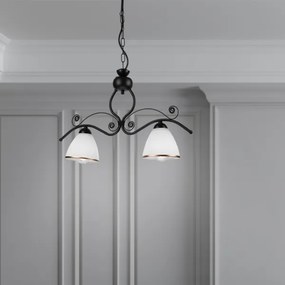 Csillár láncon RETRO 2xE27/60W/230V matt fekete