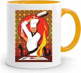 Sárga Bögre Ajándék Chef Szakácsnak, fényképes nyomattal