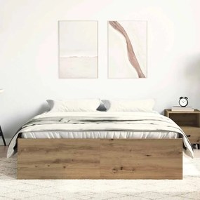 kézműves tölgy szerelt fa ágykeret matrac nélkül 135x190 cm