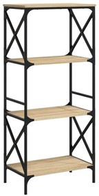 4 szintes sonoma tölgy szerelt fa könyvespolc 59 x 35 x 132 cm