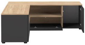 Fekete-natúr színű TV-állvány tölgyfa dekorral 130x46 cm Angle – TemaHome