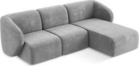 Szürke zsenília sarokkanapé (jobb oldali-heverő résszel) Lani – Makamii