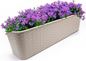 Erkély Virágtartó Doboz Rattan Virágtartó Növény 60cm Bézs Krém