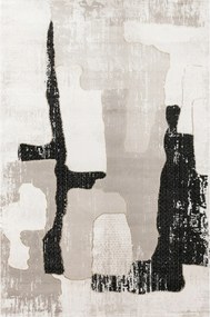 Szürke-bézs Szőnyeg Fekete Arany Vonalas Vakolat Kashmir Nappaliba 100x200 cm