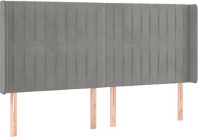 vidaXL világosszürke bársony fejtámla szárnyakkal 203x16x118/128 cm
