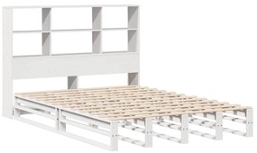 fehér tömör fa könyvespolcos ágy matrac nélkül 140 x 190 cm