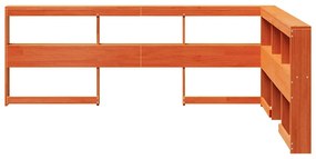 Könyvespolc fejtámla L-alakú viaszbarna 150 cm tömör fa fenyőfa