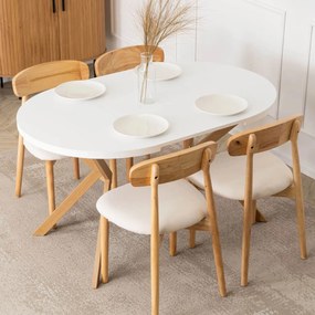 Bővíthető Étkezőasztal Fehér/Tölgy Színben. DORIAN 80-160 cm