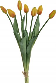 Tulipán művirág narancssárga-sárga 42cm szilikon természetes tapintású