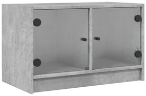 betonszürke TV-szekrény üvegajtókkal 68x37x42 cm